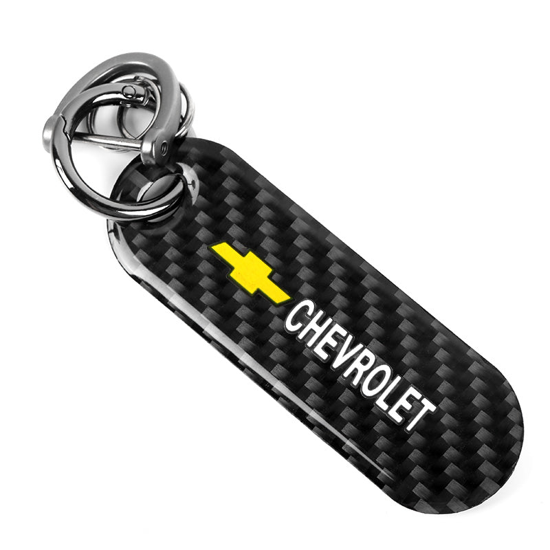 Brand New Universal 100% Real Carbon Fiber Keychain Key Ring For Chevrolet