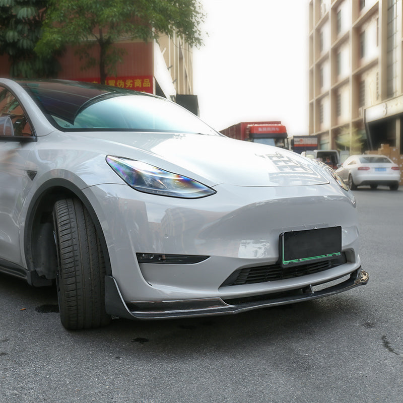 BRAND NEW 2020-2023 Tesla Model Y V Style Front Bumper Lip Real Carbon Fiber