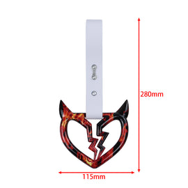Brand New Devil Demon Broken Heart White JDM TSURIKAWA Ring Subway Train Bus Handle Strap Charm Drift
