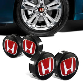 BRAND NEW 4PCS JDM RED H HONDA WHEEL RIM CENTER CAPS HUBS COVER 58MM (2 3/4
