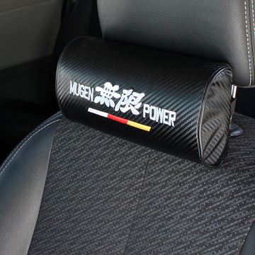 Brand New 2PCS JDM MUGEN POWER Carbon Fiber & Embroidery Car Seat Neck Cushion Pillow Headrest