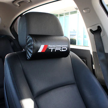 Brand New 2PCS JDM TRD Carbon Fiber & Embroidery Car Seat Neck Cushion Pillow Headrest