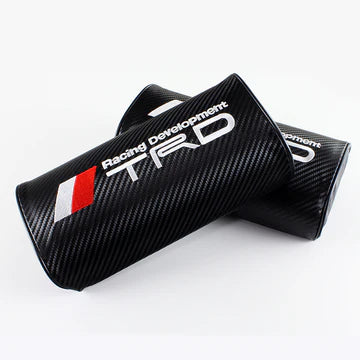 Brand New 2PCS JDM TRD Carbon Fiber & Embroidery Car Seat Neck Cushion Pillow Headrest