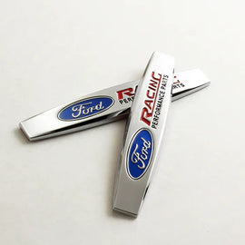 BRAND NEW UNIVERSAL 2PCS FORD RACING 3D METAL EMBLEM BADGE STICKER