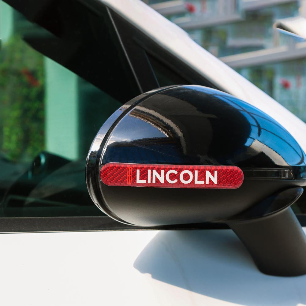 Brand New 2PCS Lincoln Real Carbon Fiber Red Car Trunk Side Fenders Door Badge Scratch Guard Sticker