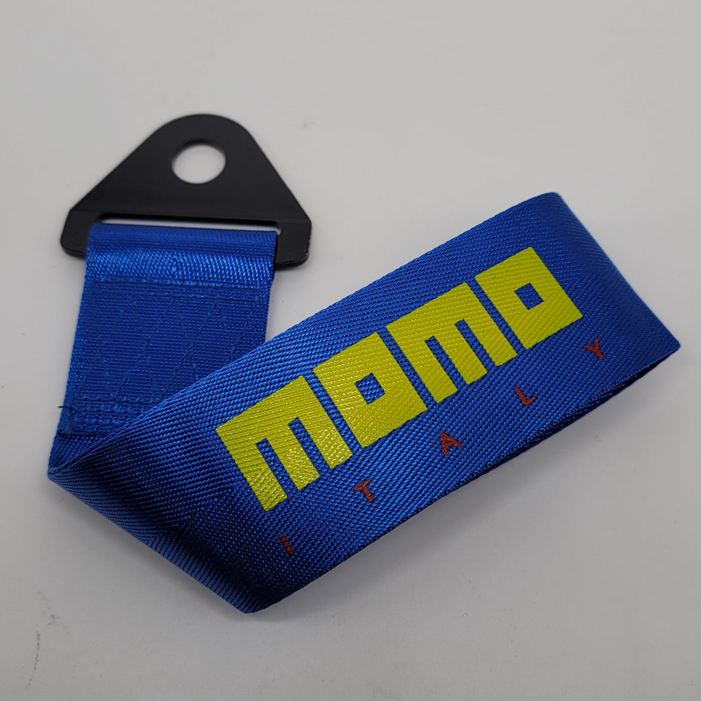 Brand New Universal Momo High Strength Blue Tow Towing Strap Hook For Front / REAR BUMPER JDM