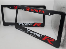 Brand New Universal 2PCS HONDA TYPE R ABS Plastic Black License Plate Frame Cover