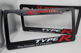 Brand New Universal 2PCS HONDA TYPE R ABS Plastic Black License Plate Frame Cover