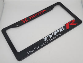 Brand New Universal 1PCS HONDA TYPE R ABS Plastic Black License Plate Frame Cover
