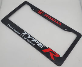 Brand New Universal 1PCS HONDA TYPE R ABS Plastic Black License Plate Frame Cover