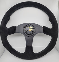 Load image into Gallery viewer, Brand New 14&quot; TRD Style Racing Black Stitching Leather Suede Sport Steering Wheel w Horn Button