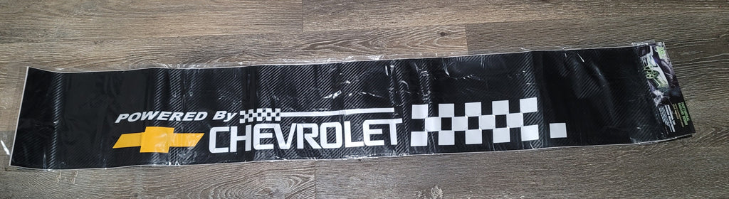 Brand New Universal 53'' Powered By Chevrolet Carbon Fiber Vinyl Front Window Windshield Banner Sticker Decal