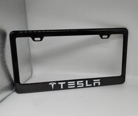 Brand New 1PCS TESLA Real 100% Carbon Fiber License Plate Frame Tag Cover Original 3K With Free Caps