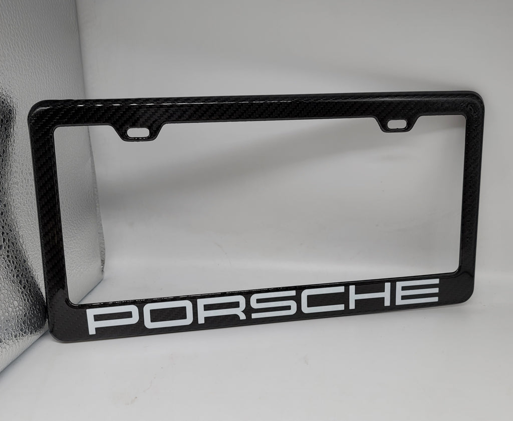 Brand New 1PCS PORSCHE 100% Real Carbon Fiber License Plate Frame Tag Cover Original 3K With Free Caps