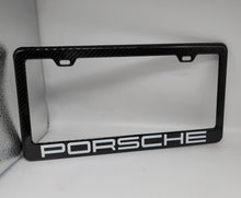 Load image into Gallery viewer, Brand New 1PCS PORSCHE 100% Real Carbon Fiber License Plate Frame Tag Cover Original 3K With Free Caps