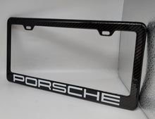 Load image into Gallery viewer, Brand New 1PCS PORSCHE 100% Real Carbon Fiber License Plate Frame Tag Cover Original 3K With Free Caps