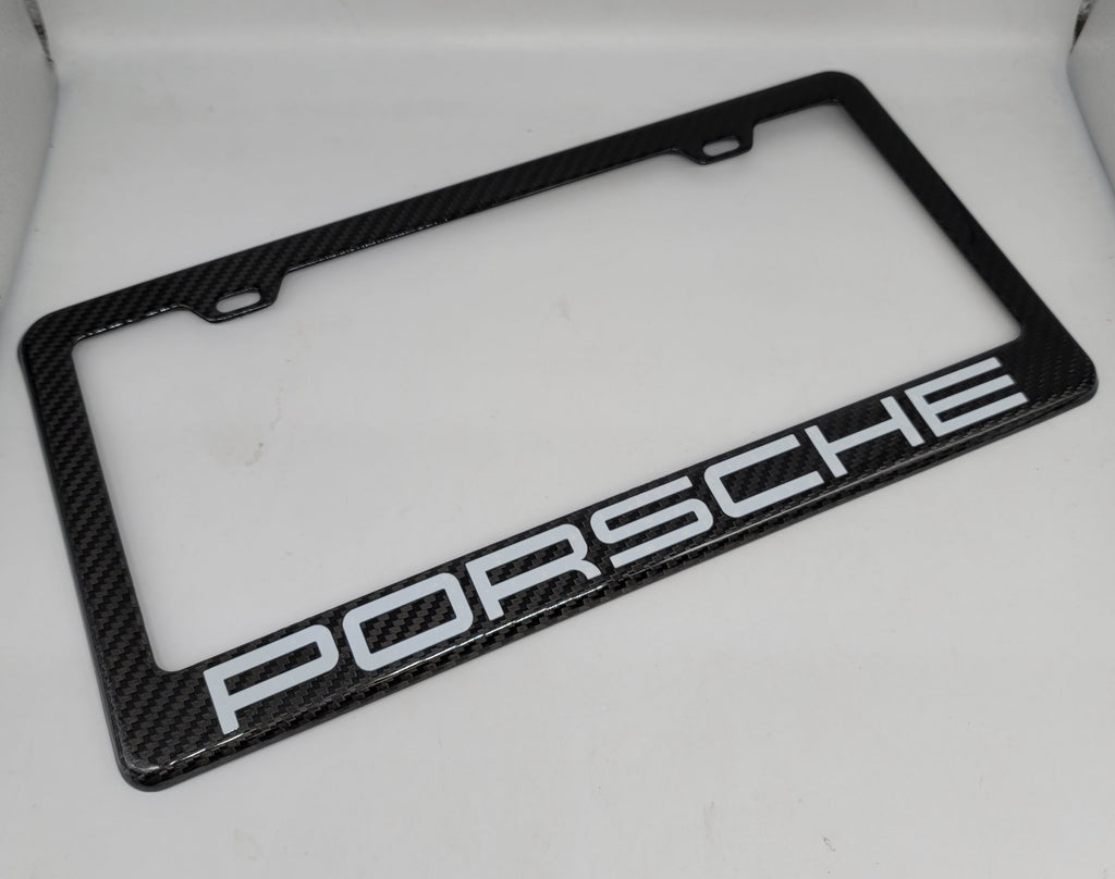 Brand New 1PCS PORSCHE 100% Real Carbon Fiber License Plate Frame Tag Cover Original 3K With Free Caps