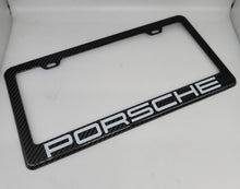 Load image into Gallery viewer, Brand New 1PCS PORSCHE 100% Real Carbon Fiber License Plate Frame Tag Cover Original 3K With Free Caps