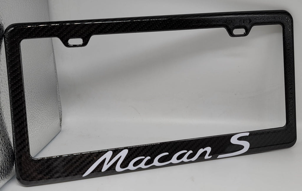 Brand New 1PCS PORSCHE MACAN S 100% Real Carbon Fiber License Plate Frame Tag Cover Original 3K With Free Caps