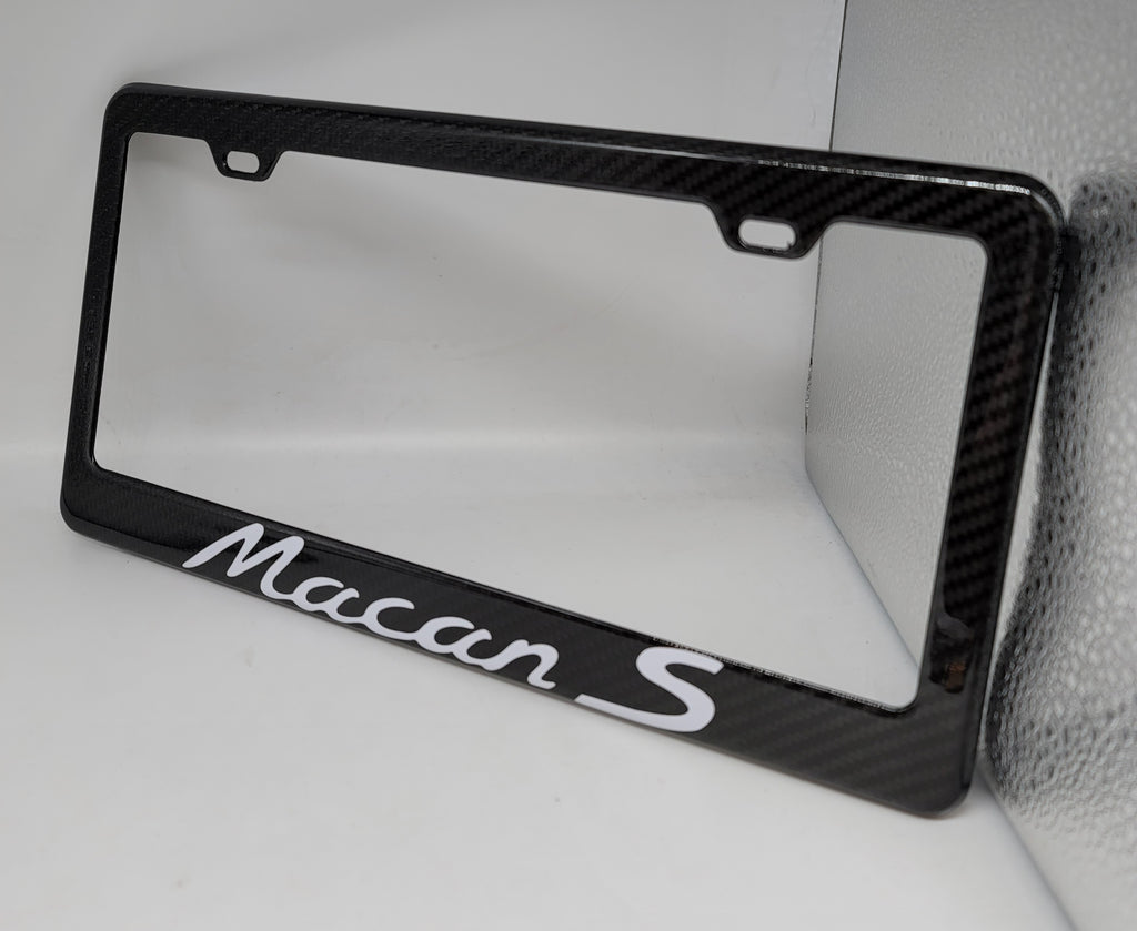 Brand New 1PCS PORSCHE MACAN S 100% Real Carbon Fiber License Plate Frame Tag Cover Original 3K With Free Caps