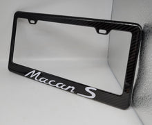 Load image into Gallery viewer, Brand New 1PCS PORSCHE MACAN S 100% Real Carbon Fiber License Plate Frame Tag Cover Original 3K With Free Caps