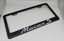 Load image into Gallery viewer, Brand New 1PCS PORSCHE MACAN S 100% Real Carbon Fiber License Plate Frame Tag Cover Original 3K With Free Caps