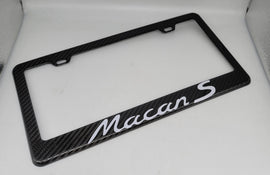 Brand New 1PCS PORSCHE MACAN S 100% Real Carbon Fiber License Plate Frame Tag Cover Original 3K With Free Caps
