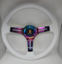 Load image into Gallery viewer, Brand New 350mm 14&quot; Universal JDM Domo Deep Dish ABS Racing Steering Wheel White With Neo-Chrome Spoke