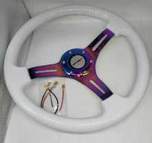 Load image into Gallery viewer, Brand New 350mm 14&quot; Universal JDM Nismo Deep Dish ABS Racing Steering Wheel White With Neo-Chrome Spoke