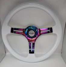 Load image into Gallery viewer, Brand New 350mm 14&quot; Universal JDM Nismo Deep Dish ABS Racing Steering Wheel White With Neo-Chrome Spoke