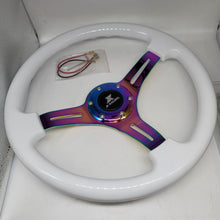 Load image into Gallery viewer, Brand New 350mm 14&quot; Universal JDM JK RACING Deep Dish ABS Racing Steering Wheel White With Neo-Chrome Spoke