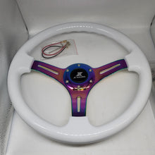 Load image into Gallery viewer, Brand New 350mm 14&quot; Universal JDM JK RACING Deep Dish ABS Racing Steering Wheel White With Neo-Chrome Spoke