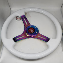 Load image into Gallery viewer, Brand New 350mm 14&quot; Universal JDM Mugen Deep Dish ABS Racing Steering Wheel White With Neo-Chrome Spoke