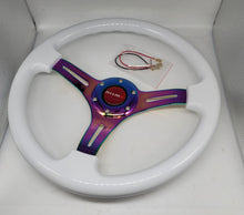 Load image into Gallery viewer, Brand New 350mm 14&quot; Universal JDM Nismo Deep Dish ABS Racing Steering Wheel White With Neo-Chrome Spoke