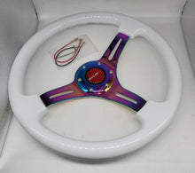 Load image into Gallery viewer, Brand New 350mm 14&quot; Universal JDM Nismo Deep Dish ABS Racing Steering Wheel White With Neo-Chrome Spoke