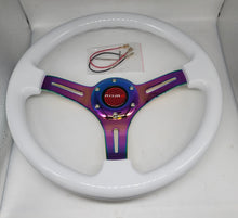 Load image into Gallery viewer, Brand New 350mm 14&quot; Universal JDM Nismo Deep Dish ABS Racing Steering Wheel White With Neo-Chrome Spoke