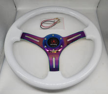Load image into Gallery viewer, Brand New 350mm 14&quot; Universal JDM Acura Deep Dish ABS Racing Steering Wheel White With Neo-Chrome Spoke