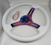 Load image into Gallery viewer, Brand New 350mm 14&quot; Universal JDM Acura Deep Dish ABS Racing Steering Wheel White With Neo-Chrome Spoke