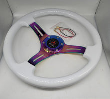 Load image into Gallery viewer, Brand New 350mm 14&quot; Universal JDM Acura Deep Dish ABS Racing Steering Wheel White With Neo-Chrome Spoke