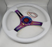 Load image into Gallery viewer, Brand New 350mm 14&quot; Universal JDM Acura Deep Dish ABS Racing Steering Wheel White With Neo-Chrome Spoke