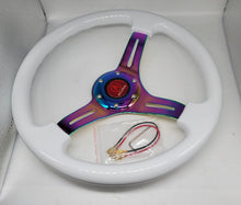 Load image into Gallery viewer, Brand New 350mm 14&quot; Universal JDM Acura Deep Dish ABS Racing Steering Wheel White With Neo-Chrome Spoke
