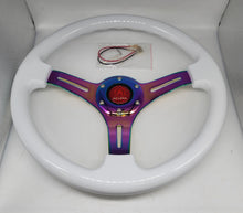 Load image into Gallery viewer, Brand New 350mm 14&quot; Universal JDM Acura Deep Dish ABS Racing Steering Wheel White With Neo-Chrome Spoke