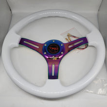 Load image into Gallery viewer, Brand New 350mm 14&quot; Universal JDM TRD Deep Dish ABS Racing Steering Wheel White With Neo-Chrome Spoke