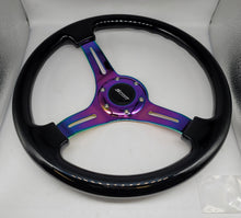 Load image into Gallery viewer, Brand New 350mm 14&quot; Universal JDM Spoon Sports Deep Dish ABS Racing Steering Wheel Black With Neo-Chrome Spoke