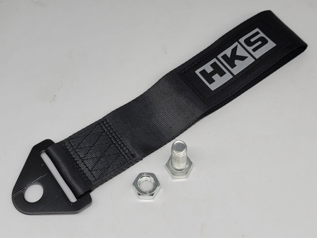 Brand New Universal HKS Race High Strength Black Tow Towing Strap Hook For Front / REAR BUMPER JDM