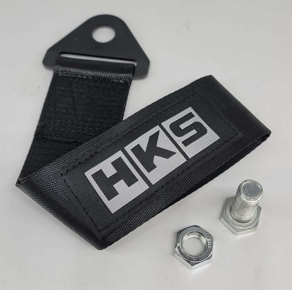 Brand New Universal HKS Race High Strength Black Tow Towing Strap Hook For Front / REAR BUMPER JDM