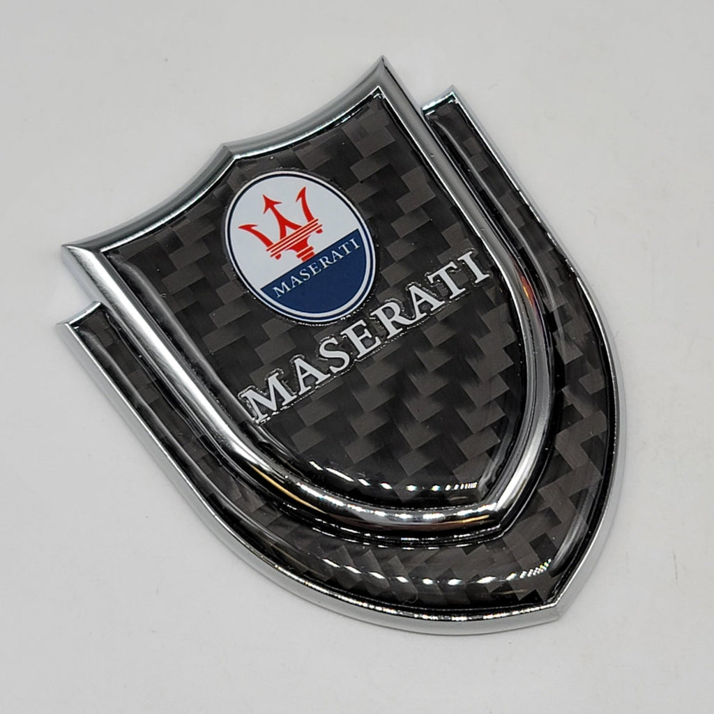 BRAND NEW MASERATI 1PCS Metal Real Carbon Fiber VIP Luxury Car Emblem Badge Decals