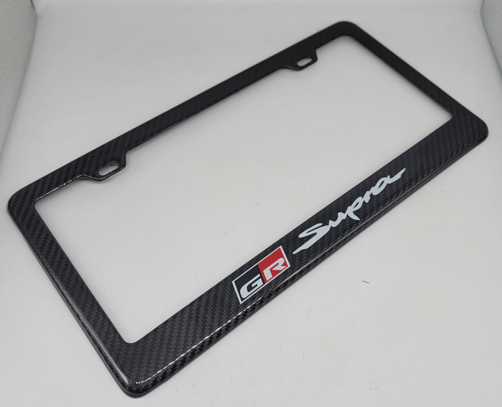 Brand New 1PCS GR SUPRA 100% Real Carbon Fiber License Plate Frame Tag Cover Original 3K With Free Caps
