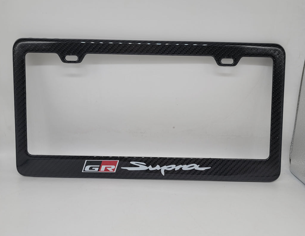 Brand New 1PCS GR SUPRA 100% Real Carbon Fiber License Plate Frame Tag Cover Original 3K With Free Caps