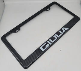 Brand New 1PCS ALFA GIULIA 100% Real Carbon Fiber License Plate Frame Tag Cover Original 3K With Free Caps
